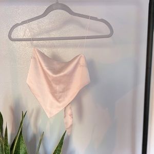 Women’s Satin Pink Tie Bandana Top